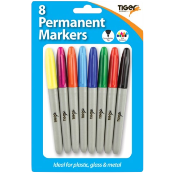 Tiger Stationery 8 Permanent Markers 