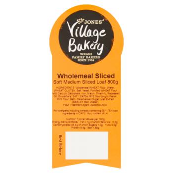 Jones Village Bakery Wholemeal Sliced 800g