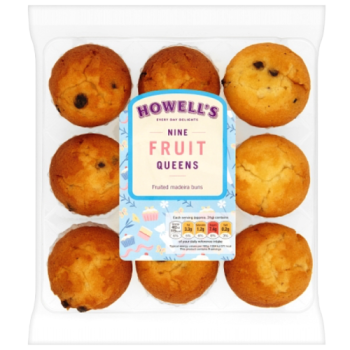 Howell's Nine Fruit Queens Fruited Madeira Buns 280g 