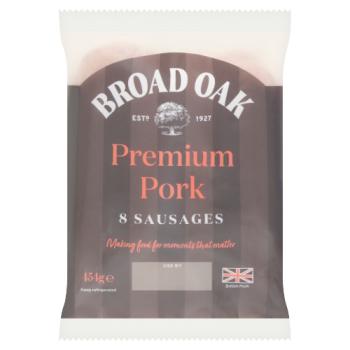 Broad Oak 8 Premium Pork Sausages 454g