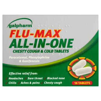 Galpharm Flu-Max All-In-One Chesty Cough & Cold Tablets 16 Tablets