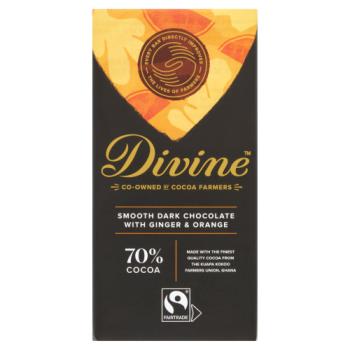 Divine Fairtrade Smooth Dark Chocolate with Ginger & Orange 90g