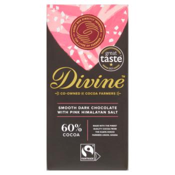 Divine Fairtrade Smooth Dark Chocolate with Pink Himalayan Salt 90g