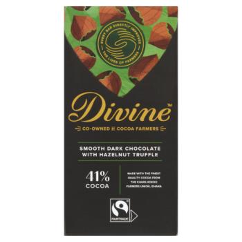 Divine Fairtrade Smooth Dark Chocolate with Hazelnut Truffle 90g