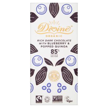 Divine 85% Dark Choc With Quinoa & Blue