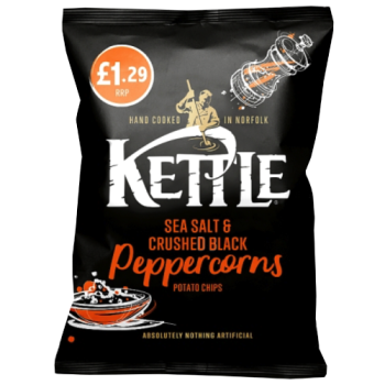 KETTLE® Chips Sea Salt & Crushed Black Peppercorns Crisps 80g PM £1.29 