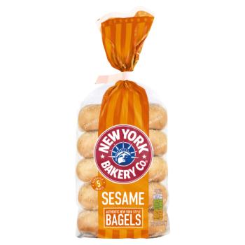 New York Bakery Co. 5 Sesame Bagels Fresher for Longer 425g