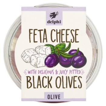 Delphi Feta Cheese with Delicious & Juicy Pitteds Black Olives 160g