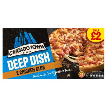 Chicago Town 2 Deep Dish Chicken & Bacon Club Mini Pizzas 2 x 160g (PMP)