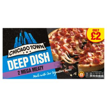 Chicago Town 2 Deep Dish Mega Meaty Mini Pizzas 2 x 160g (PMP)