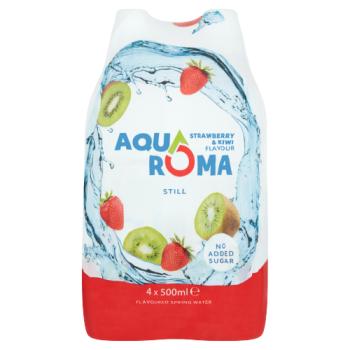 Aquaroma Still Strawberry & Kiwi Flavoured Spring Water 4 x 500ml