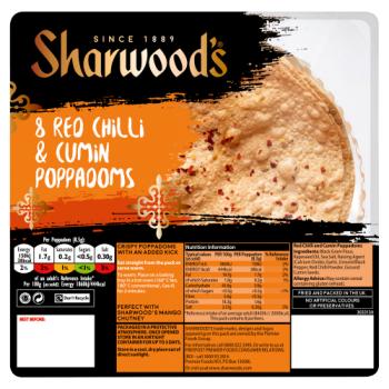 Sharwood's 8 Red Chilli & Cumin Poppadoms