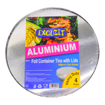 Exquzit No.12 Aluminium Foil Container Tins with Lids 4pk 