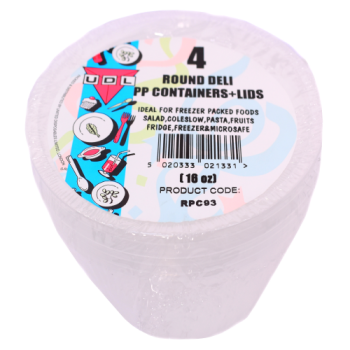 UDL Round Deli PP Containers & Lids 4pk 