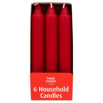 Happy Shopper 6 Household Candles Red