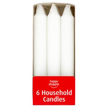 Happy Shopper 6 Household Candles White