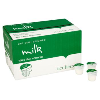 Lichfields UHT Semi Skimmed Milk 120 x 12ml Portions