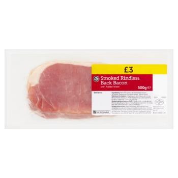 Euro Shopper Smoked Rindless Back Bacon 500g