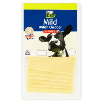 Farm Fresh Mild British Cheddar 8 Slices 200g