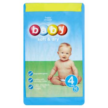Happy Shopper Baby Soft & Dry 4 7-18kg 16 Nappies
