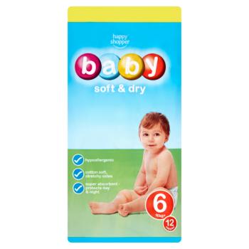 Happy Shopper Baby Soft & Dry 16kg+ 12 Nappies