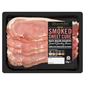 Discover the Taste British Smoked Sweet Cure Back Bacon Rashers 220g