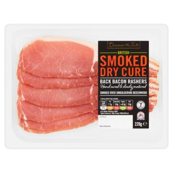 Discover the Taste British Smoked Dry Cure Back Bacon Rashers 220g