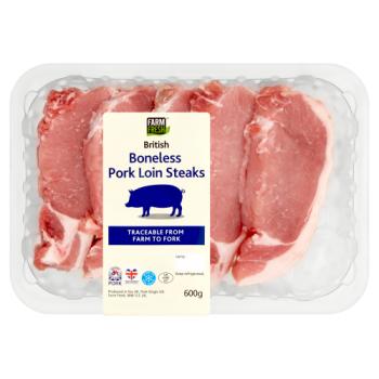 Farm Fresh British Boneless Pork Loin Steaks 600g