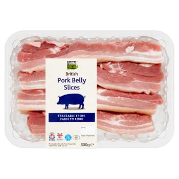 Farm Fresh British Pork Belly Slices 600g