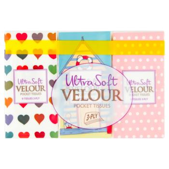 Velour 6 Ultra Soft Pocket Tissues 3-Ply