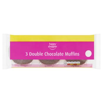 Happy Shopper 3 Double Chocolate Muffins 275g