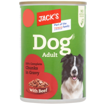 Jack's Dog Adult 100% Complete Chunks in Gravy with Beef 415g