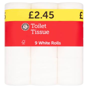 Euro Shopper Toilet Tissue 9 White Rolls
