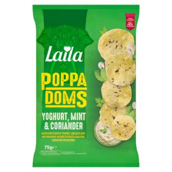 Laila Yoghurt, Mint & Coriander Poppadoms 75g