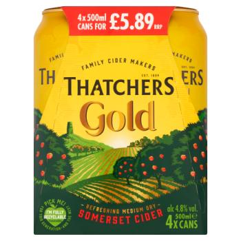 Thatchers Gold Somerset Cider 4 x 500ml Cans