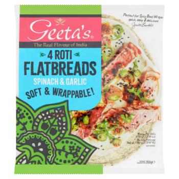 Geeta's 4 Roti Flatbreads Spinach & Garlic 260g