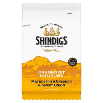 Shindigs Irish Ridge Cut Potato Chips Mature Irish Cheddar & Sweet Onion 90g