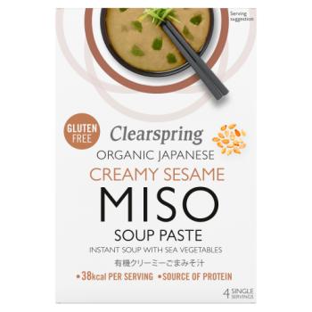Clearspring Organic Japanese Creamy Sesame Instant Miso Soup Paste 4 x 15g (60g)
