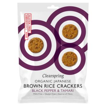 Clearspring Organic Japanese Brown Rice Crackers Black Pepper & Tamari 40g