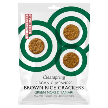 Clearspring Organic Japanese Brown Rice Crackers Green Nori & Tamari 40g