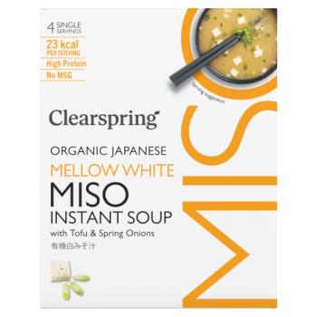 Clearspring Organic Japanese Mellow White Instant Miso Soup with Tofu & Spring Onions 4 x 8g (32g)
