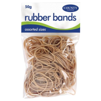 County Stationery Rubber Bands Assorted Sizes 50g 