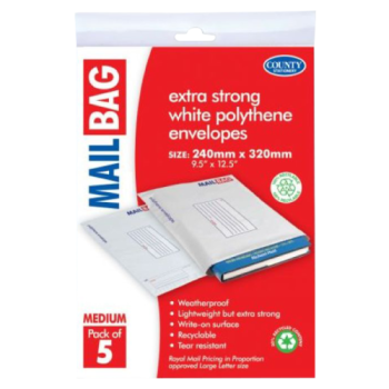 County Stationery 5 Medium Mail Bags 