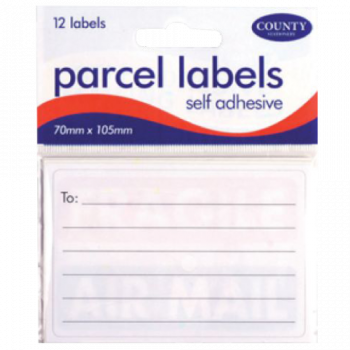 County Stationery Parcel Labels Self Adhesive 12pk 