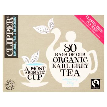 Clipper Fairtrade Bags of Our Organic Earl Grey Tea 80 Unbleached Bags 200g