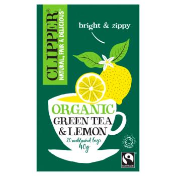 Clipper Fairtrade Organic Green Tea & Lemon 20 Unbleached Bags 40g