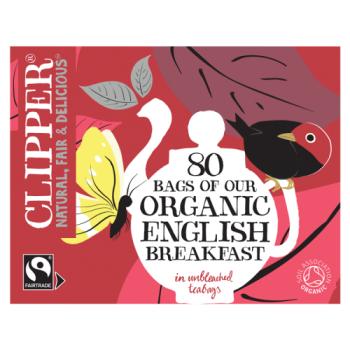 Clipper Fairtrade 80 Organic English Breakfast in Unbleached, Plastic-Free Bags 232g