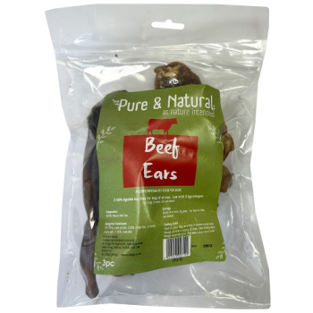 Pure & Natural Beef Ears Dog Treats 3pk 