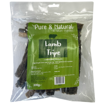Pure & Natural Lamb Tripe Dog Treats 200g 