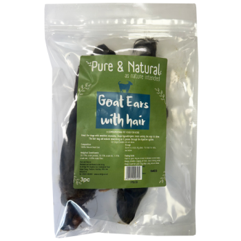 Pure & Natural Goat Ears with Hair Dog Treats 3pk 